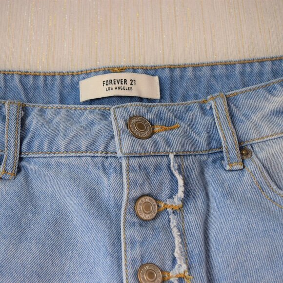 Forever 21 Denim Jean Button-Fly Cut-Off Shorts - Picture 5 of 8